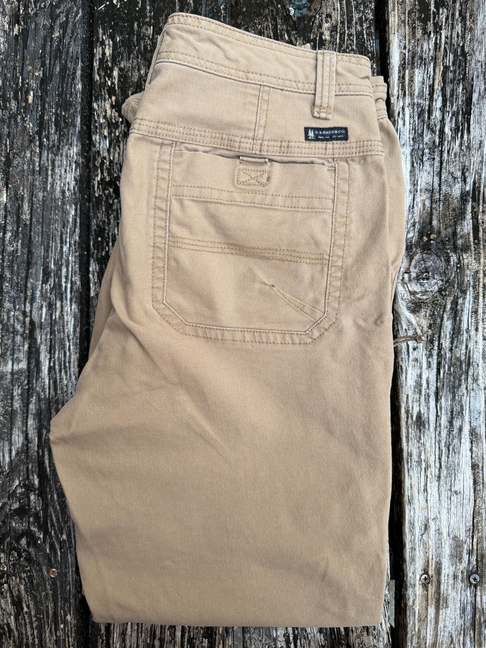 GH Bass & Co Canvas Terrain Pants 34x32 Rugged Khaki Tan Cotton Cargo Pants P4